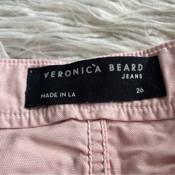 VERONICA BEARD Robbie Button-Front Canvas Cotton Rosewood Pink Shorts EUC Sz 26 - Picture 8 of 11